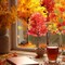 9 Sheets Fall Window Clings Maple Leaves Tree Window Stickers Double-Sided Glass Decals for Autumn Harvest Thanksgiving Home Party Decoration